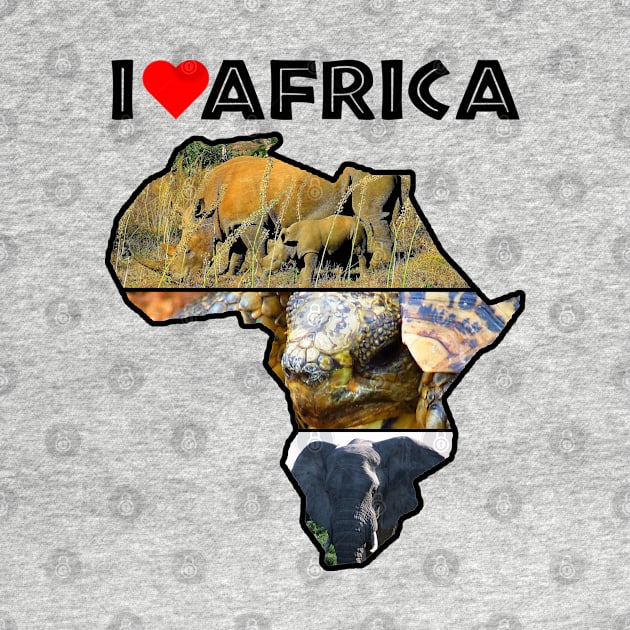 I Love Africa Wildlife Collage Map by PathblazerStudios